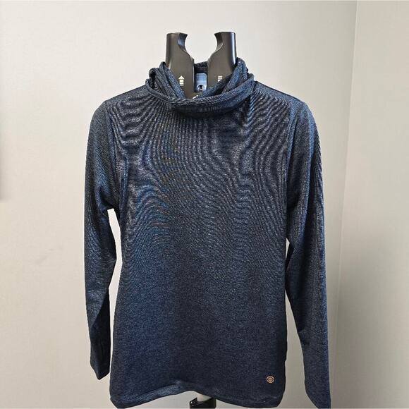 Max Studio Performance L/S shirt High Neck SUN BLOCKER Ear Loops Size Small Blue - Picture 10 of 12